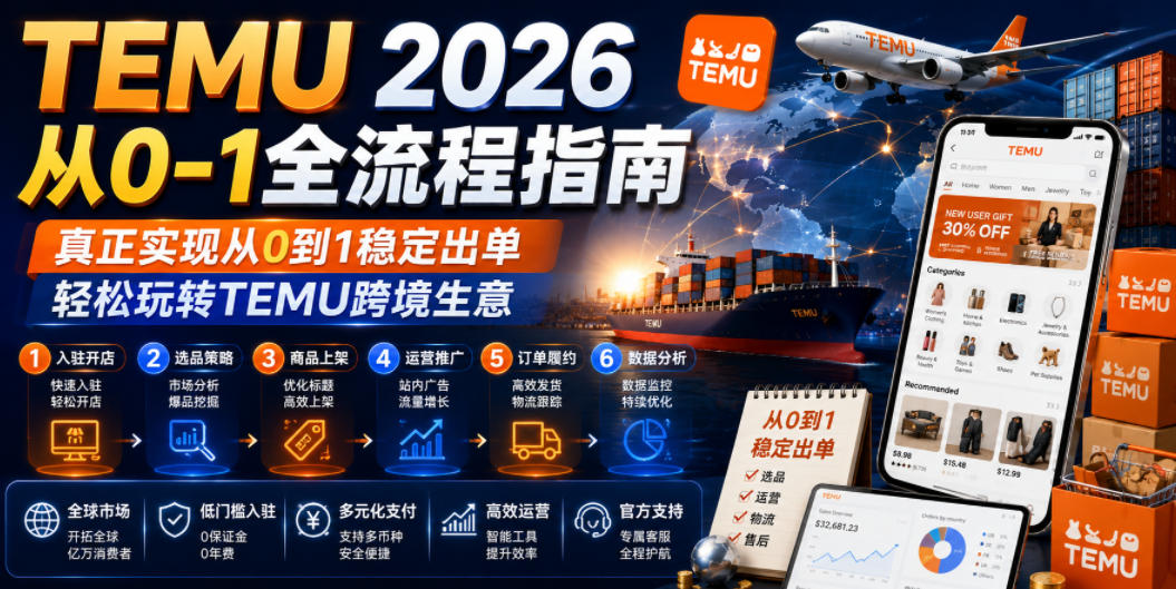 TEMU 2026从0-1全流程指南，真正实现从0到1稳定出单，轻松玩转TEMU跨境生意-玩备项目资源网